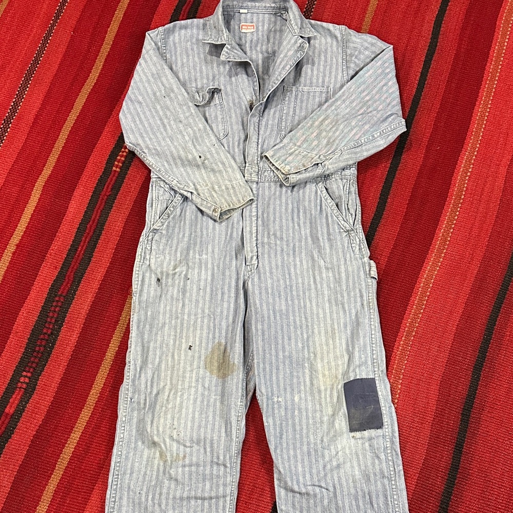 Vintage Big Ben Wrangler Striped Coveralls 44 Short Railroad Hickory Stripe USA